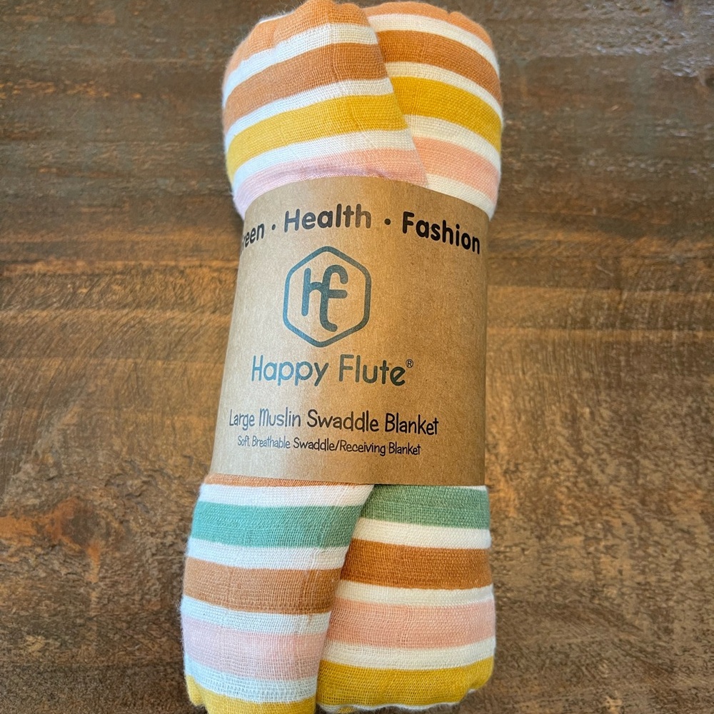Striped Swaddle Blanket - Pink, Yellow, Green